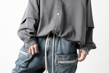 画像をギャラリービューアに読み込む, A.F ARTEFACT LAYERED SLEEVE OVER SIZE SHIRTS / SERGE TWILL (L.GREY)