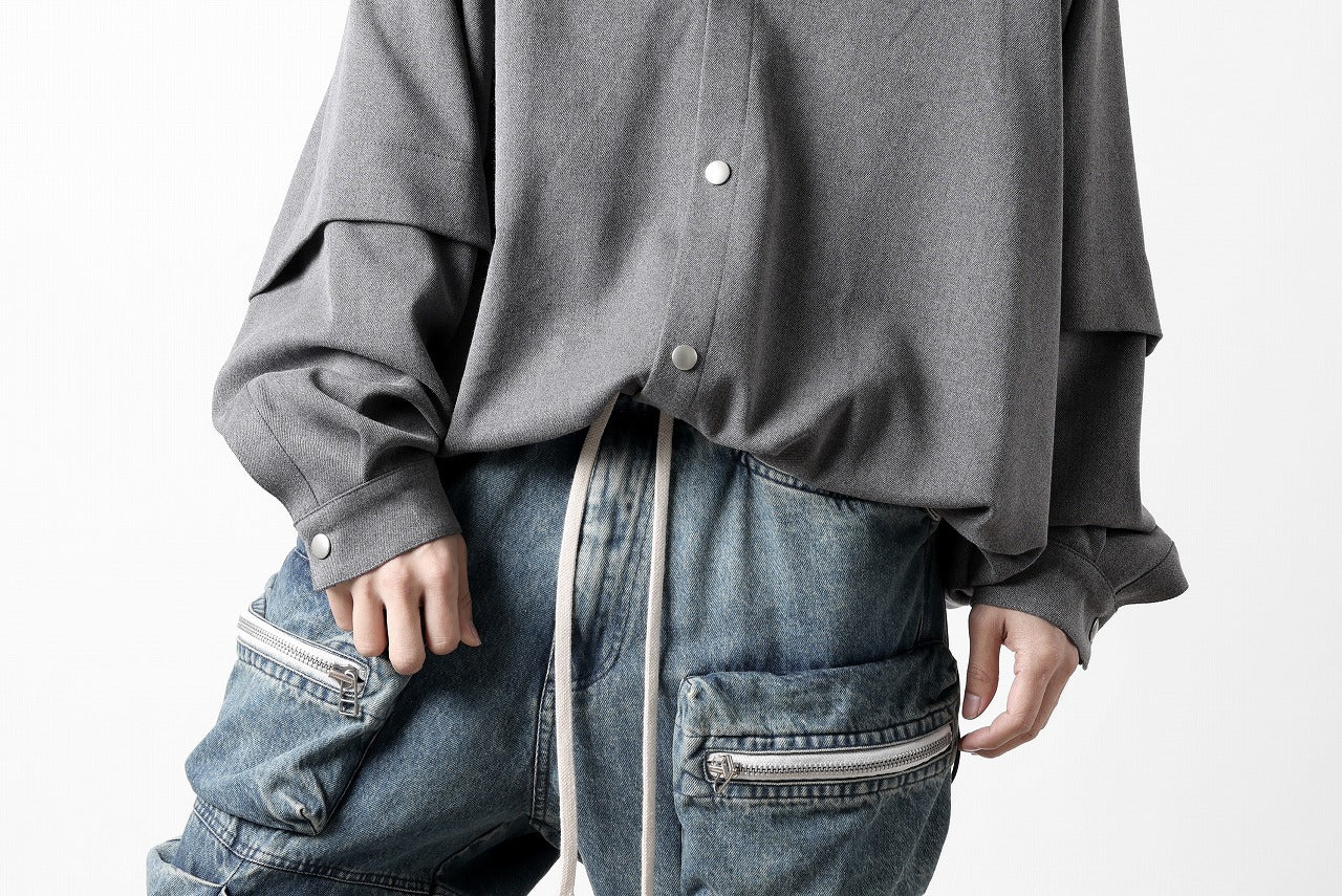 A.F ARTEFACT LAYERED SLEEVE OVER SIZE SHIRTS / SERGE TWILL (L.GREY)