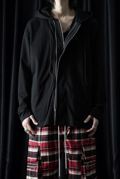 OBLADI DOUBLE ZIPPERS WITH HOOD CARDIGAN (BLACK)