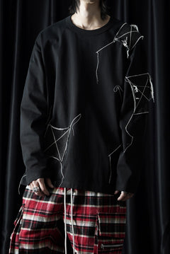 画像をギャラリービューアに読み込む, OBLADI DENIM RECTANGLE PATCHWORK LONG SLEEVES T-SHIRT (BLACK)