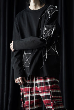 画像をギャラリービューアに読み込む, OBLADI DENIM RECTANGLE PATCHWORK LONG SLEEVES T-SHIRT (BLACK)