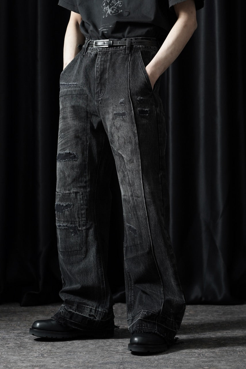 Professor.E AGED DENIM PANTS (WASHED BLACK)
