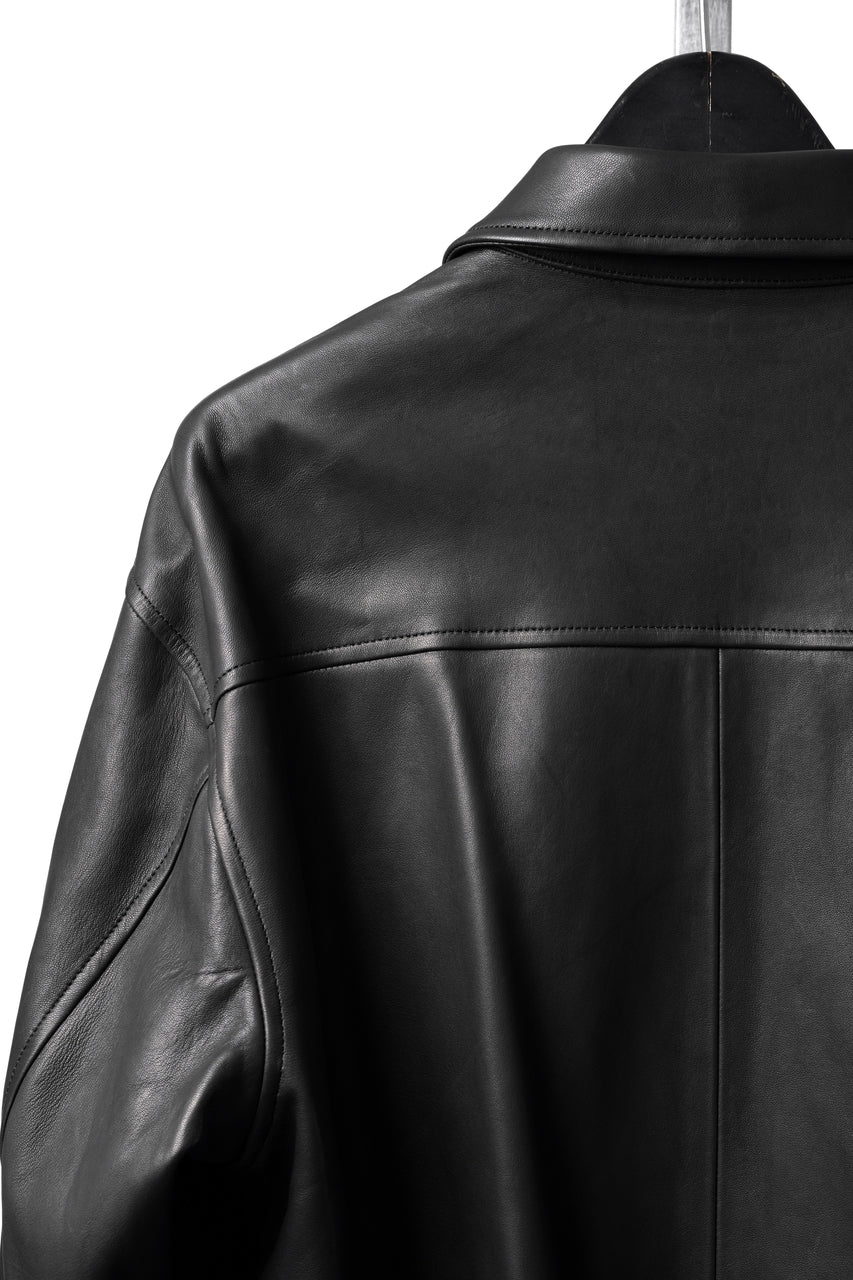 Load image into Gallery viewer, PORTER CLASSIC ENTREFINO LEATHER ZIP UP JACKET W / LOVE &amp; PEACE SILVER (BLACK)