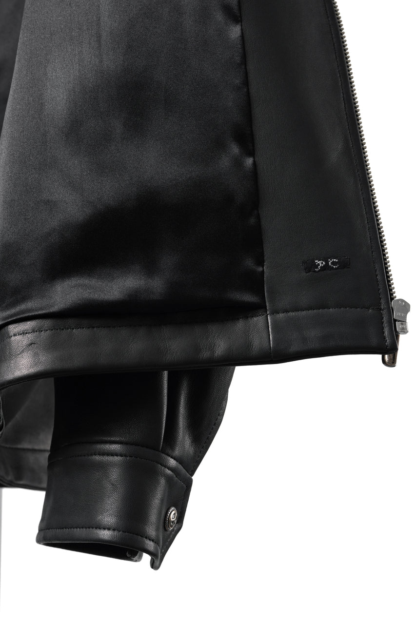 Load image into Gallery viewer, PORTER CLASSIC ENTREFINO LEATHER ZIP UP JACKET W / LOVE &amp; PEACE SILVER (BLACK)