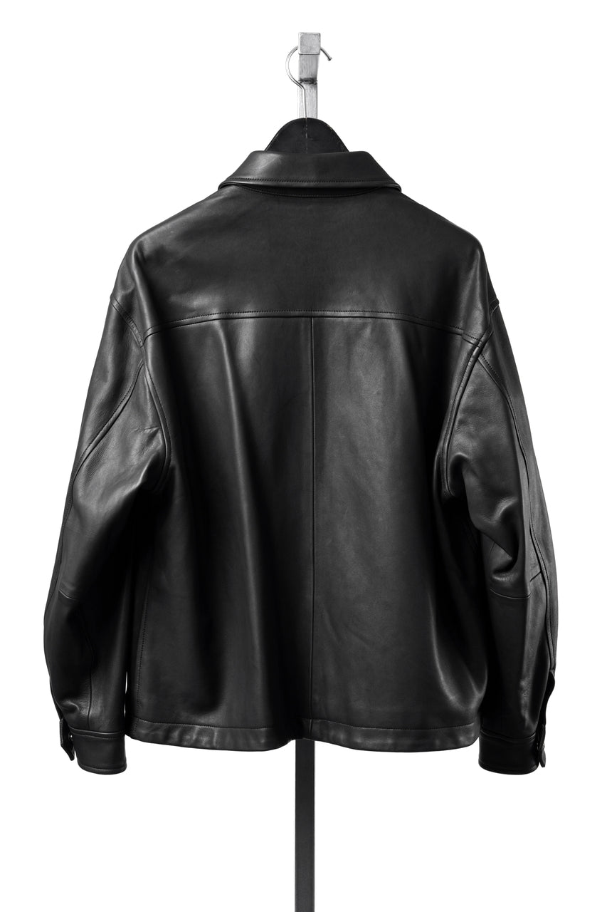 Load image into Gallery viewer, PORTER CLASSIC ENTREFINO LEATHER ZIP UP JACKET W / LOVE &amp; PEACE SILVER (BLACK)