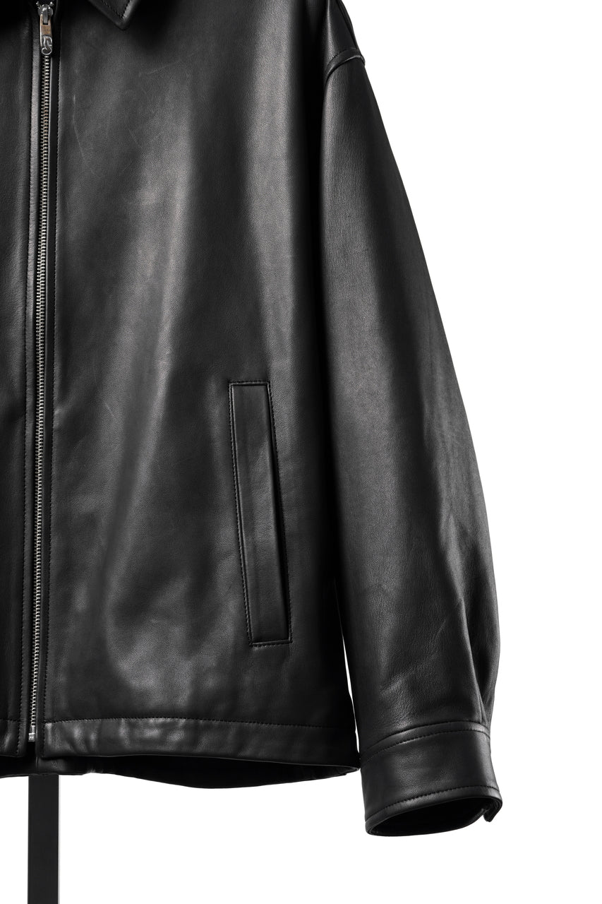 Load image into Gallery viewer, PORTER CLASSIC ENTREFINO LEATHER ZIP UP JACKET W / LOVE &amp; PEACE SILVER (BLACK)