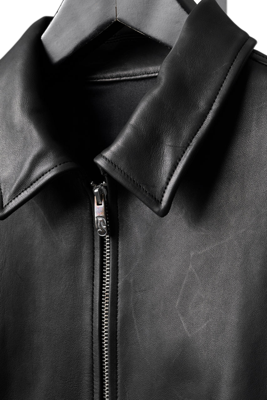 Load image into Gallery viewer, PORTER CLASSIC ENTREFINO LEATHER ZIP UP JACKET W / LOVE &amp; PEACE SILVER (BLACK)