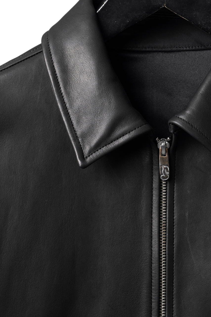 Load image into Gallery viewer, PORTER CLASSIC ENTREFINO LEATHER ZIP UP JACKET W / LOVE &amp; PEACE SILVER (BLACK)