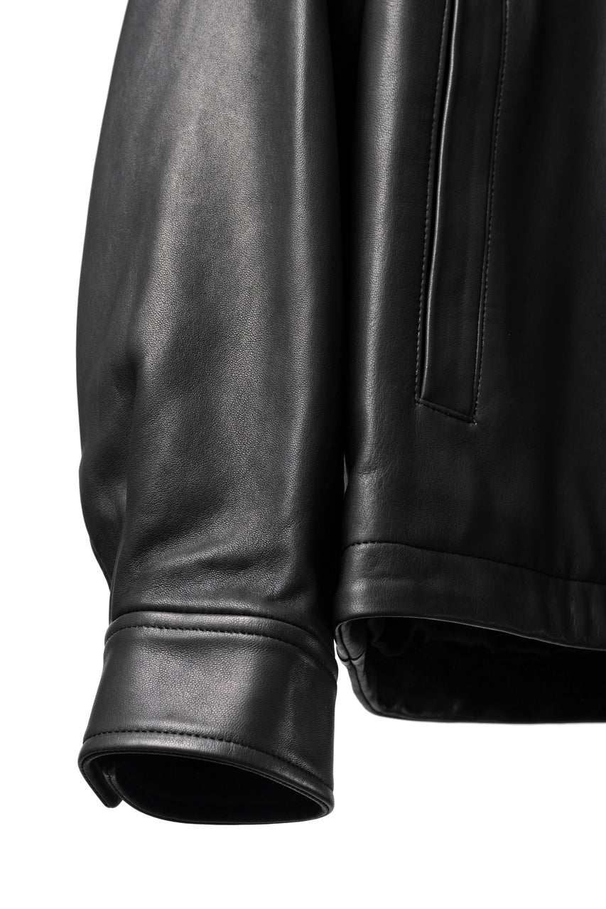 Load image into Gallery viewer, PORTER CLASSIC ENTREFINO LEATHER ZIP UP JACKET W / LOVE &amp; PEACE SILVER (BLACK)