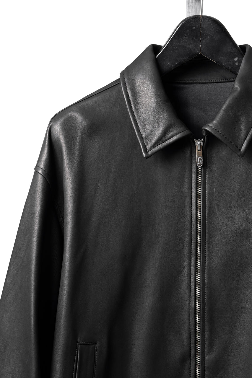 Load image into Gallery viewer, PORTER CLASSIC ENTREFINO LEATHER ZIP UP JACKET W / LOVE &amp; PEACE SILVER (BLACK)