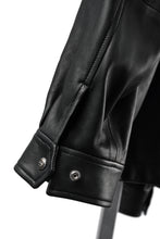 Load image into Gallery viewer, PORTER CLASSIC ENTREFINO LEATHER ZIP UP JACKET W / LOVE &amp; PEACE SILVER (BLACK)