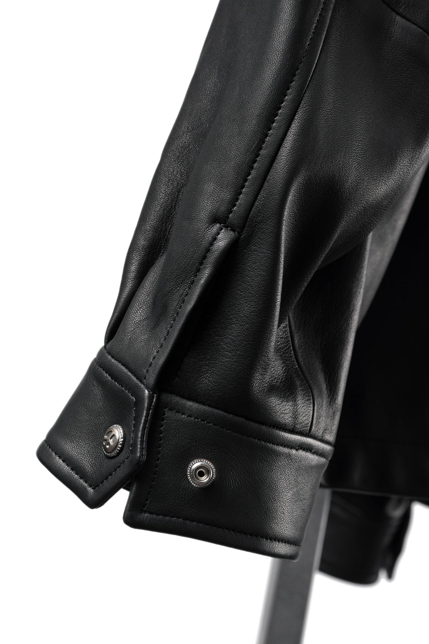 Load image into Gallery viewer, PORTER CLASSIC ENTREFINO LEATHER ZIP UP JACKET W / LOVE &amp; PEACE SILVER (BLACK)