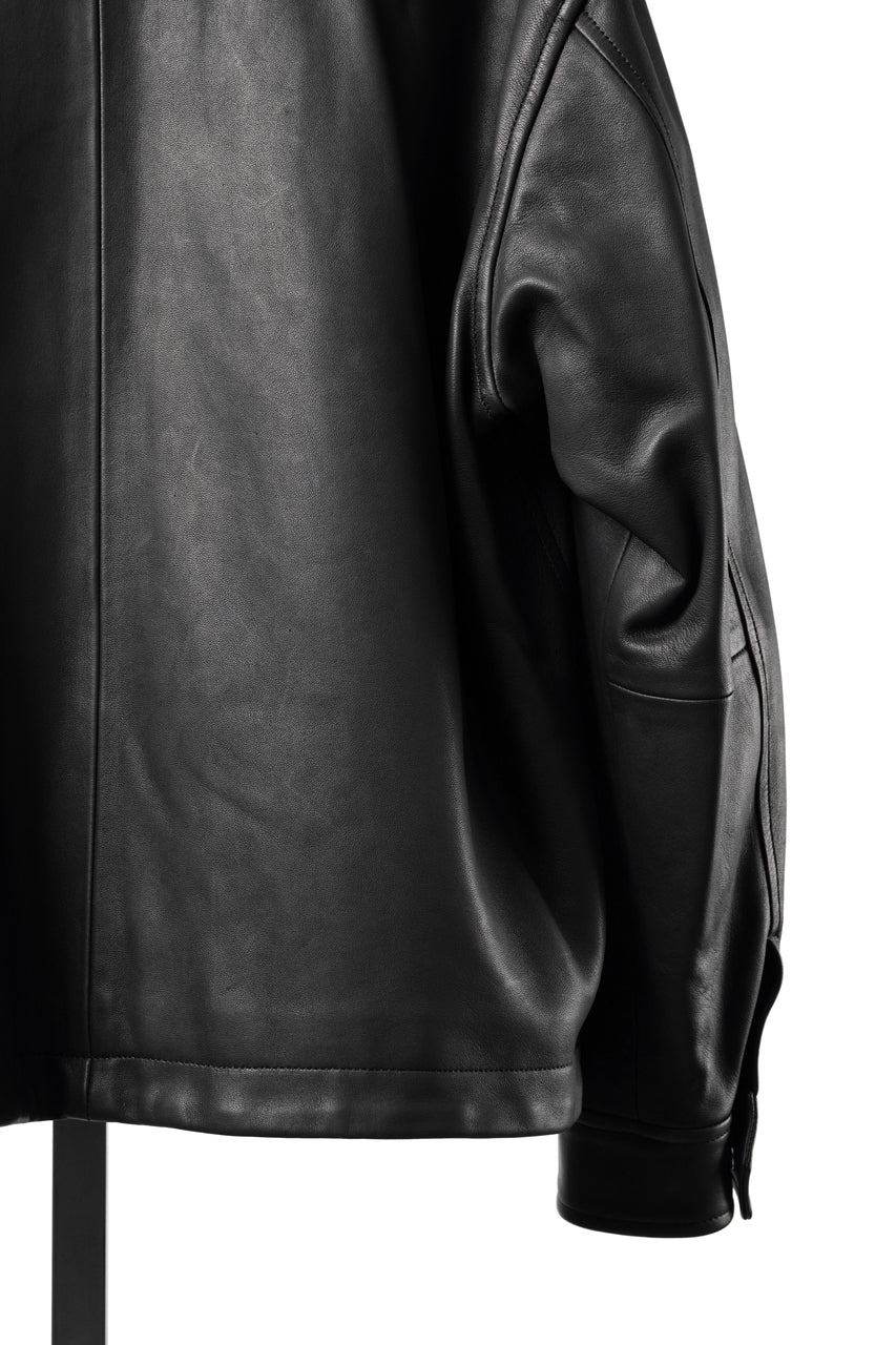 Load image into Gallery viewer, PORTER CLASSIC ENTREFINO LEATHER ZIP UP JACKET W / LOVE &amp; PEACE SILVER (BLACK)