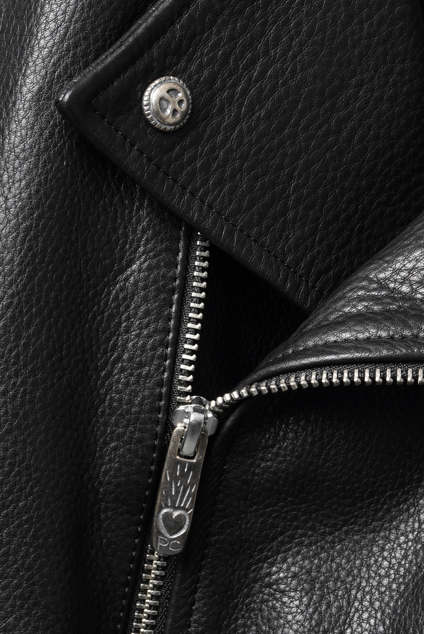 画像をギャラリービューアに読み込む, PORTER CLASSIC PC RIDERS JACKET W / LOVE &amp; PEACE SILVER (BLACK)