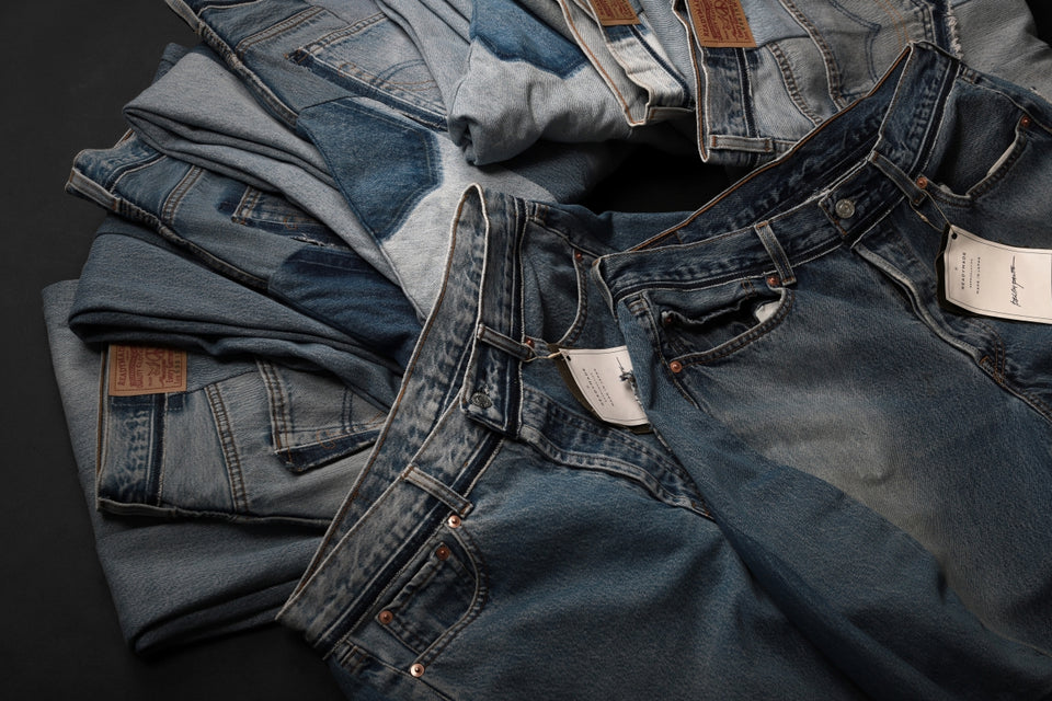 Load image into Gallery viewer, READYMADE DENIM PANTS (WIDE) / (BLUE #H)