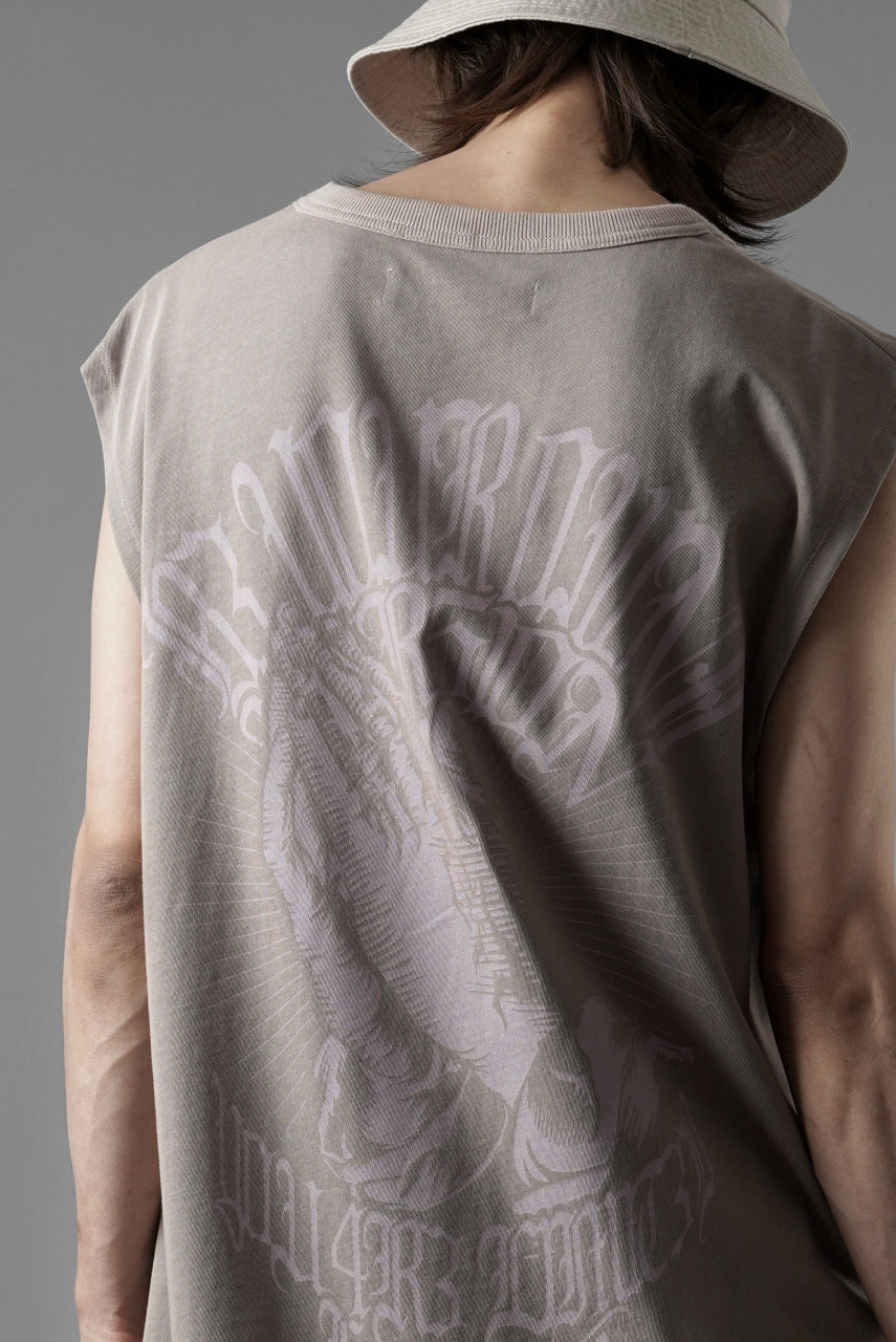 画像をギャラリービューアに読み込む, beauty : beast ESSENTIAL GRAPHIC LINE SLEEVELESS TEE (PRAYER / LIGHT MOCHA)