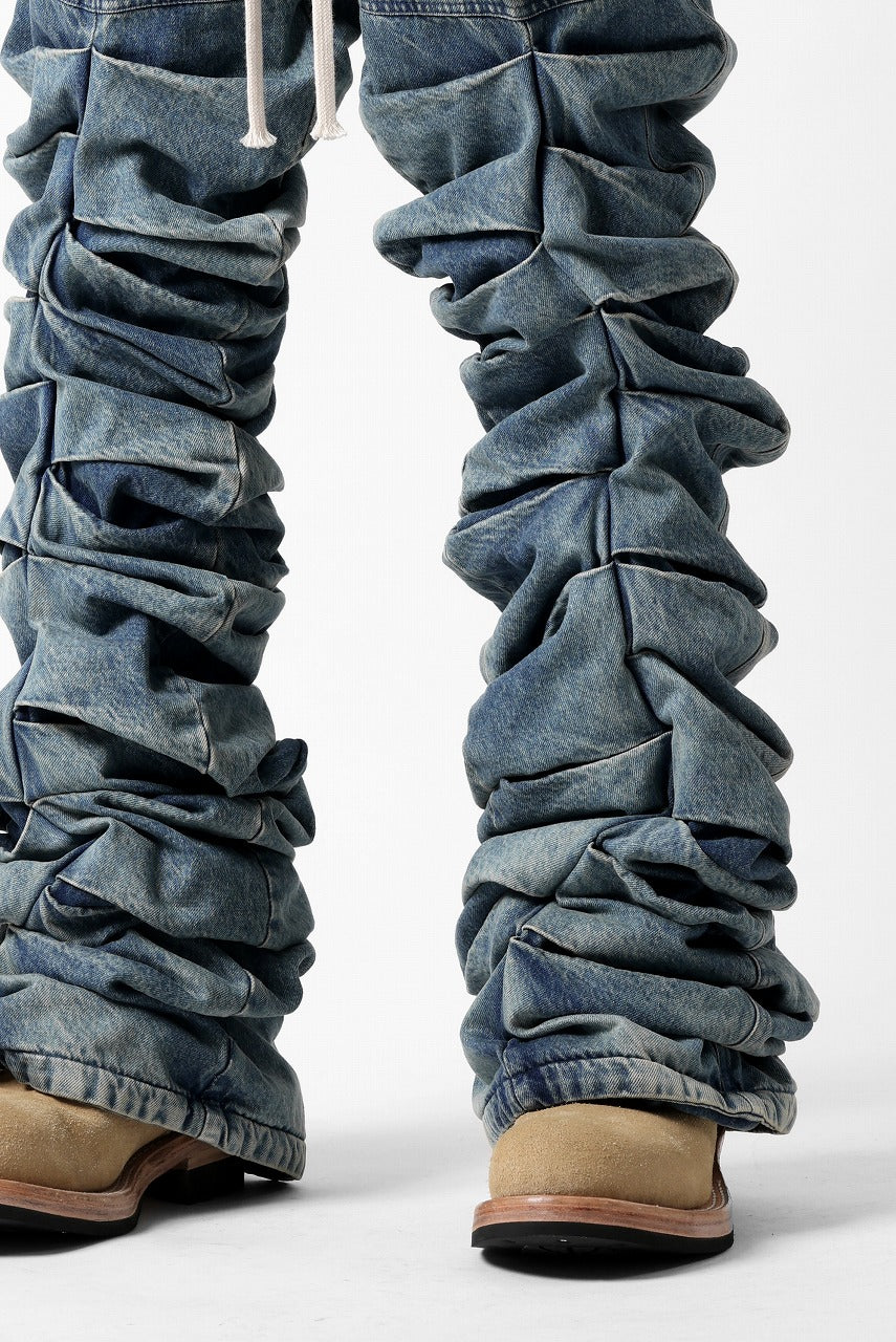 A.F ARTEFACT MONSTER TUCK VOLUME BAGGY PANTS / FADED AGEING DENIM (BLUE)