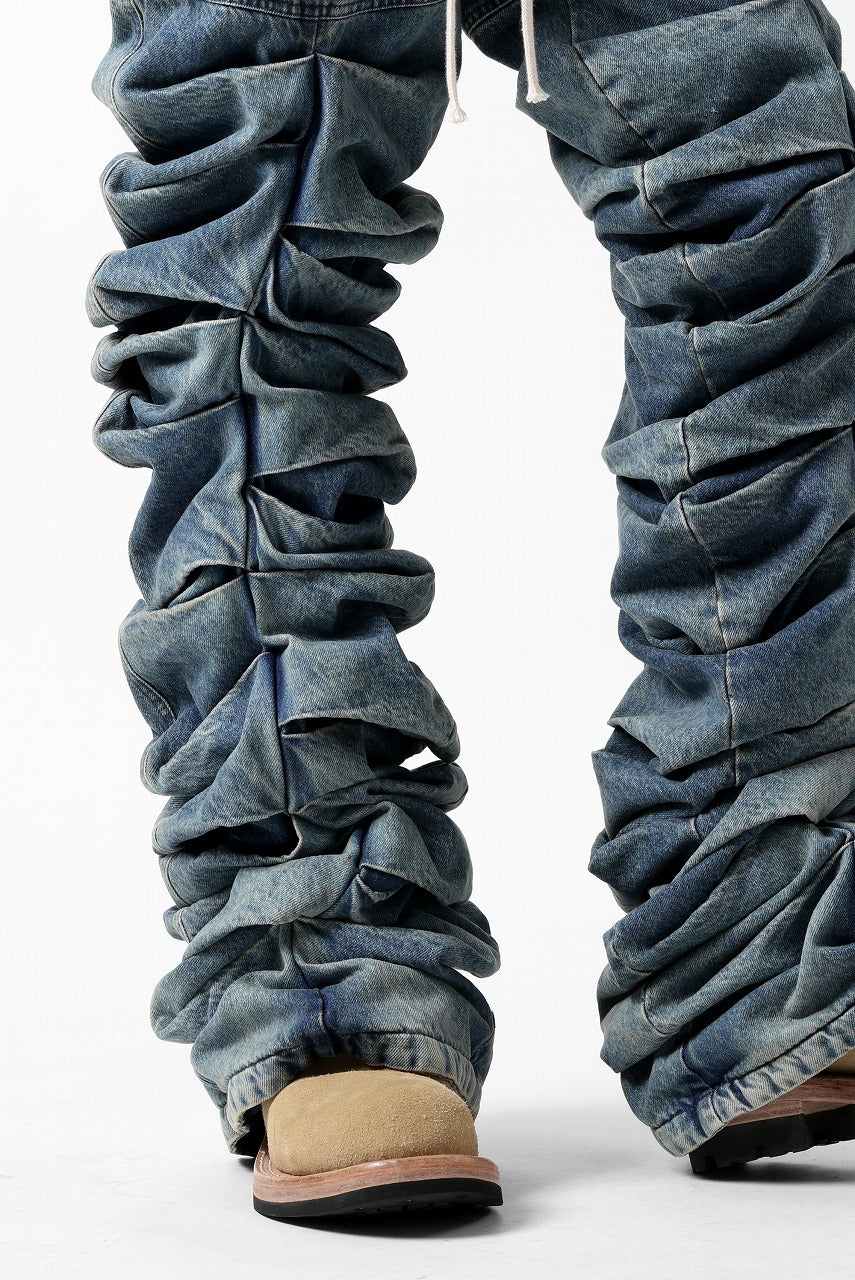 A.F ARTEFACT MONSTER TUCK VOLUME BAGGY PANTS / FADED AGEING DENIM (BLUE)