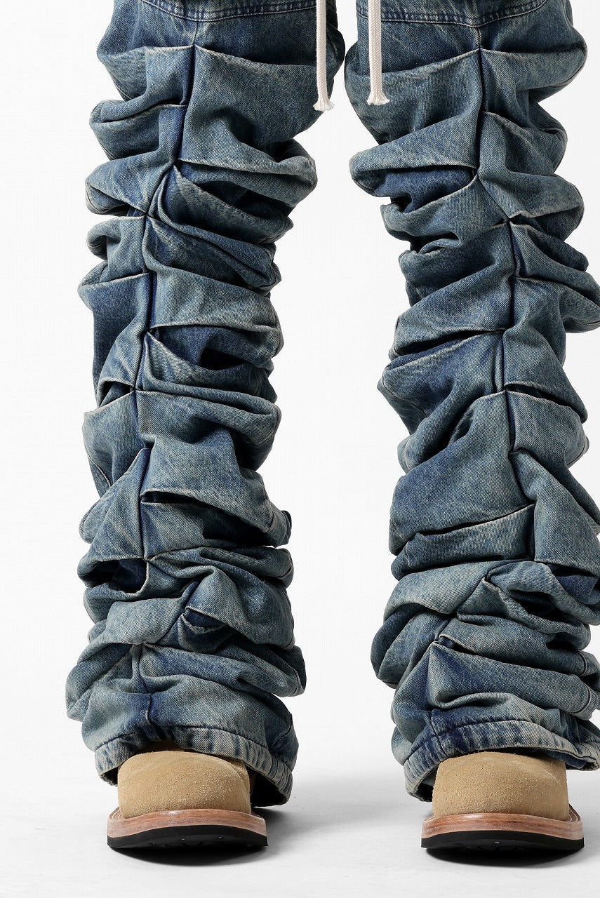 A.F ARTEFACT MONSTER TUCK VOLUME BAGGY PANTS / FADED AGEING DENIM (BLUE)