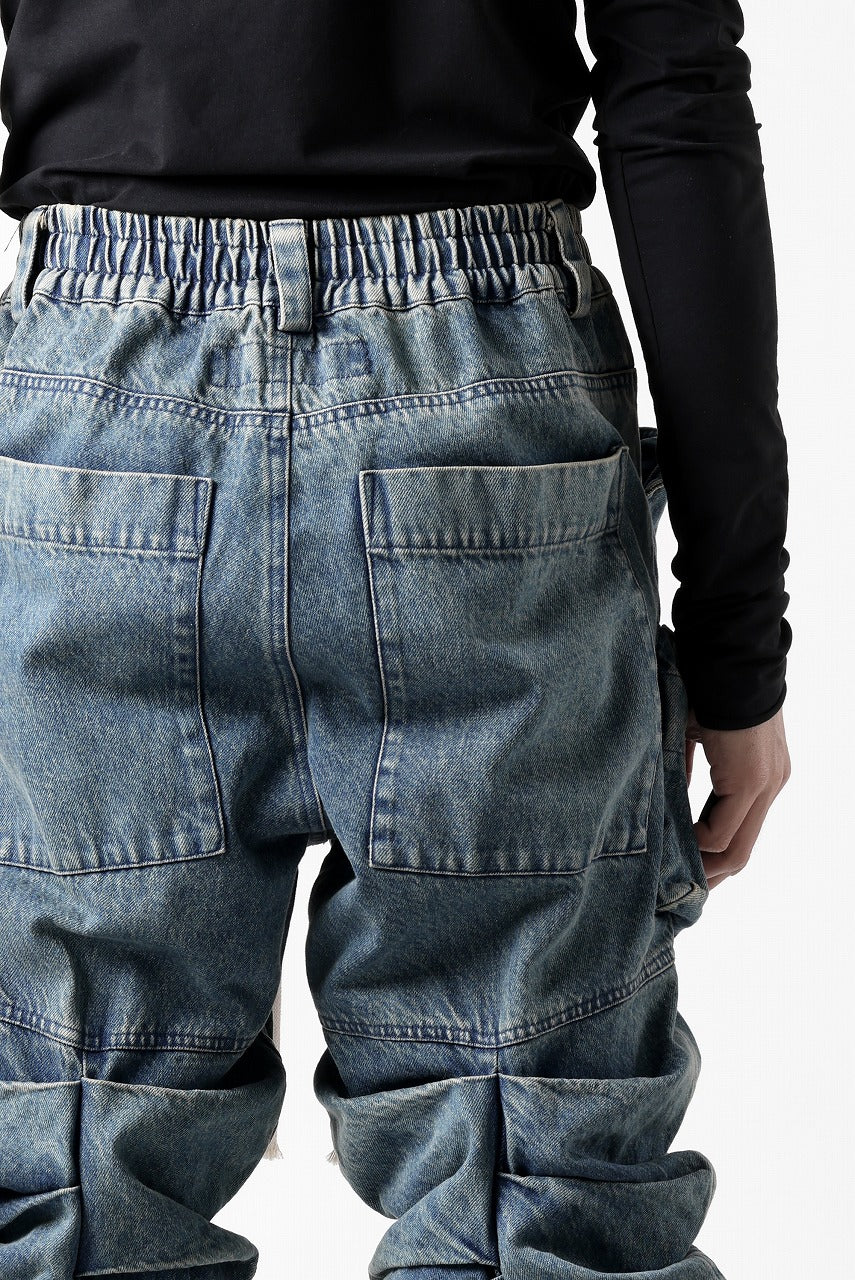 A.F ARTEFACT MONSTER TUCK VOLUME BAGGY PANTS / FADED AGEING DENIM (BLUE)