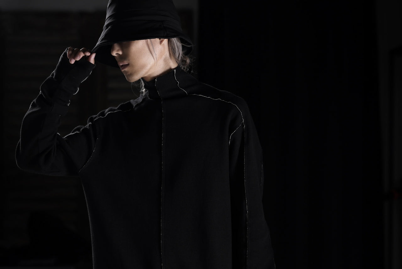 thom/krom BOTTLE NECK L/S TOPS / DOUBLE FACE JERSEY (BLACK / WHITE)