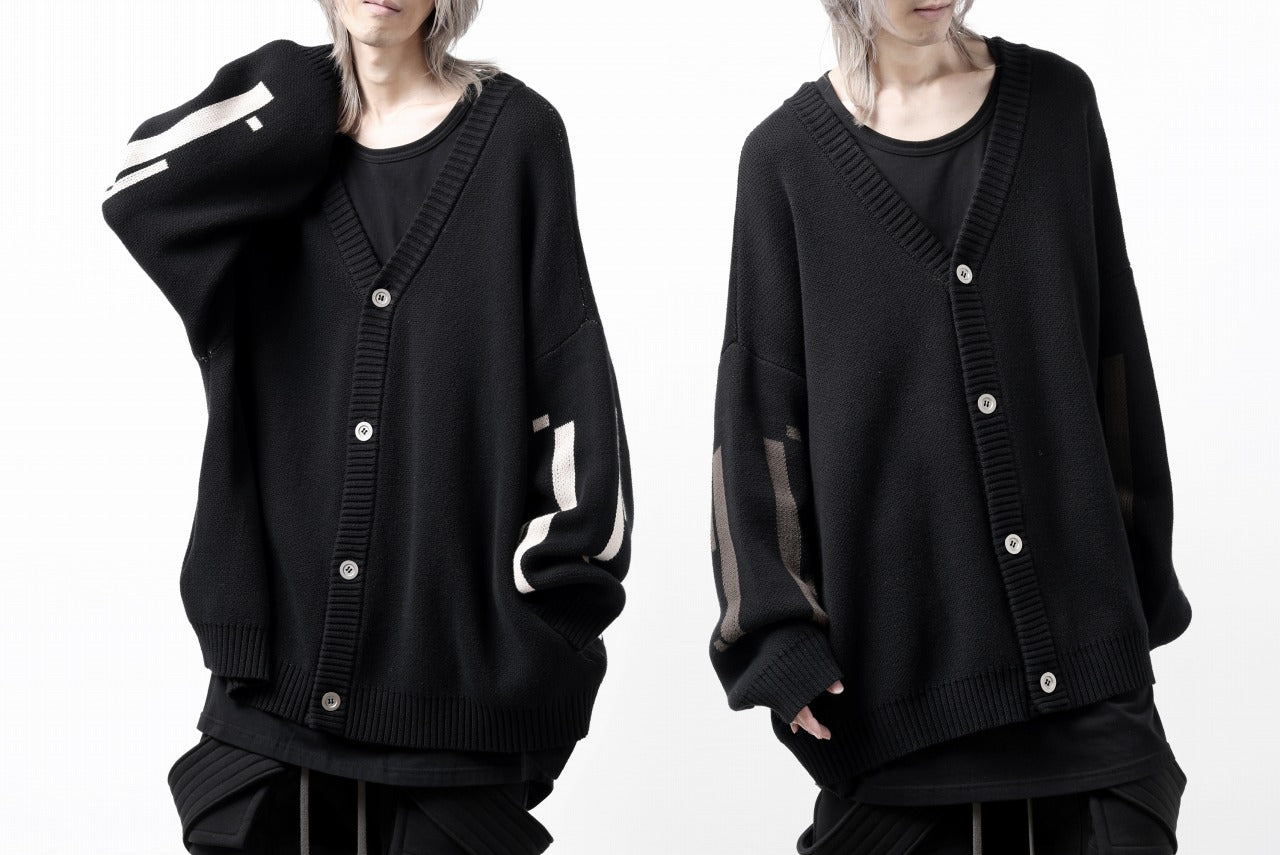 A.F ARTEFACT GEO PATTERN COTTON KNIT CARDIGAN /  (BLACK x BROWN)