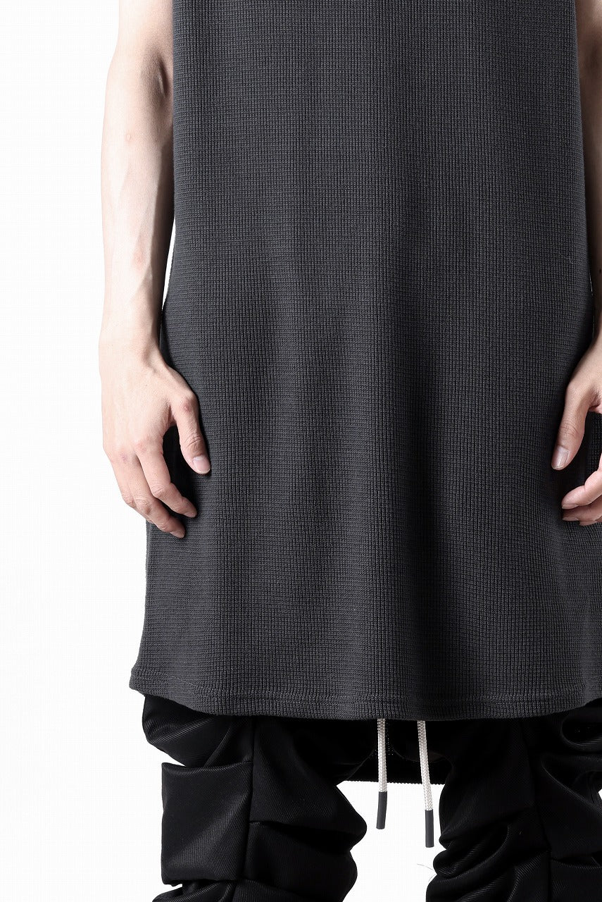 A.F ARTEFACT LONG LENGTH SLEEVELESS TOP / RIB KNIT JERSEY (D.GREY)