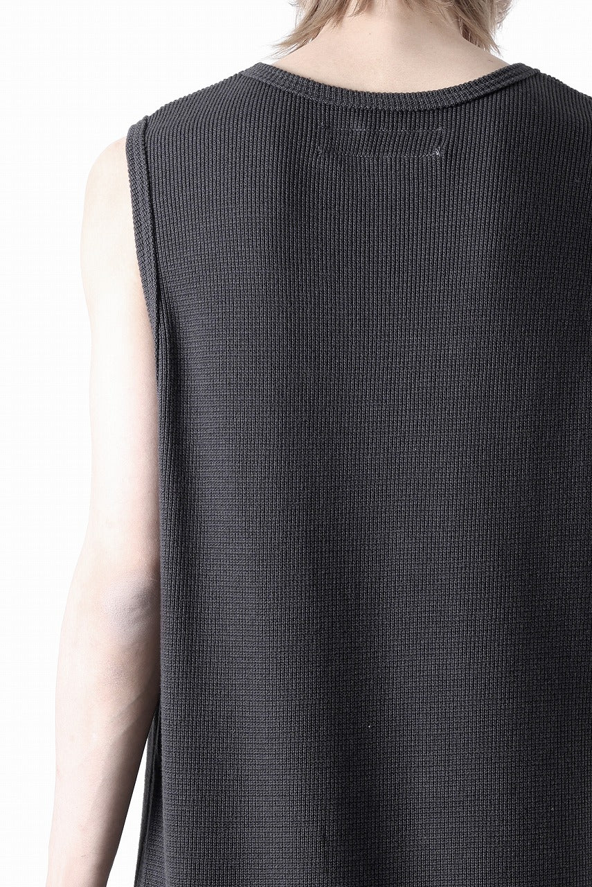 A.F ARTEFACT LONG LENGTH SLEEVELESS TOP / RIB KNIT JERSEY (D.GREY)