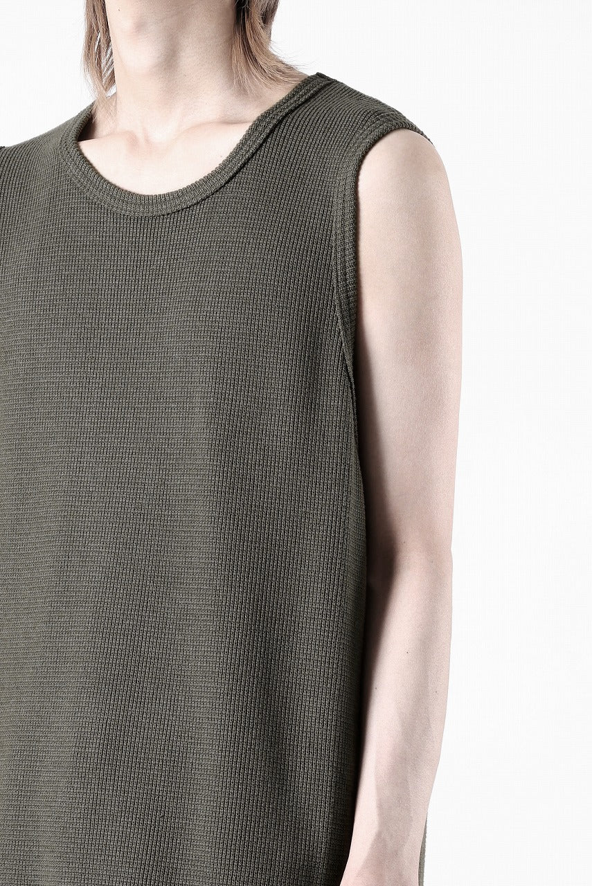 A.F ARTEFACT LONG LENGTH SLEEVELESS TOP / RIB KNIT JERSEY (OLIVE)