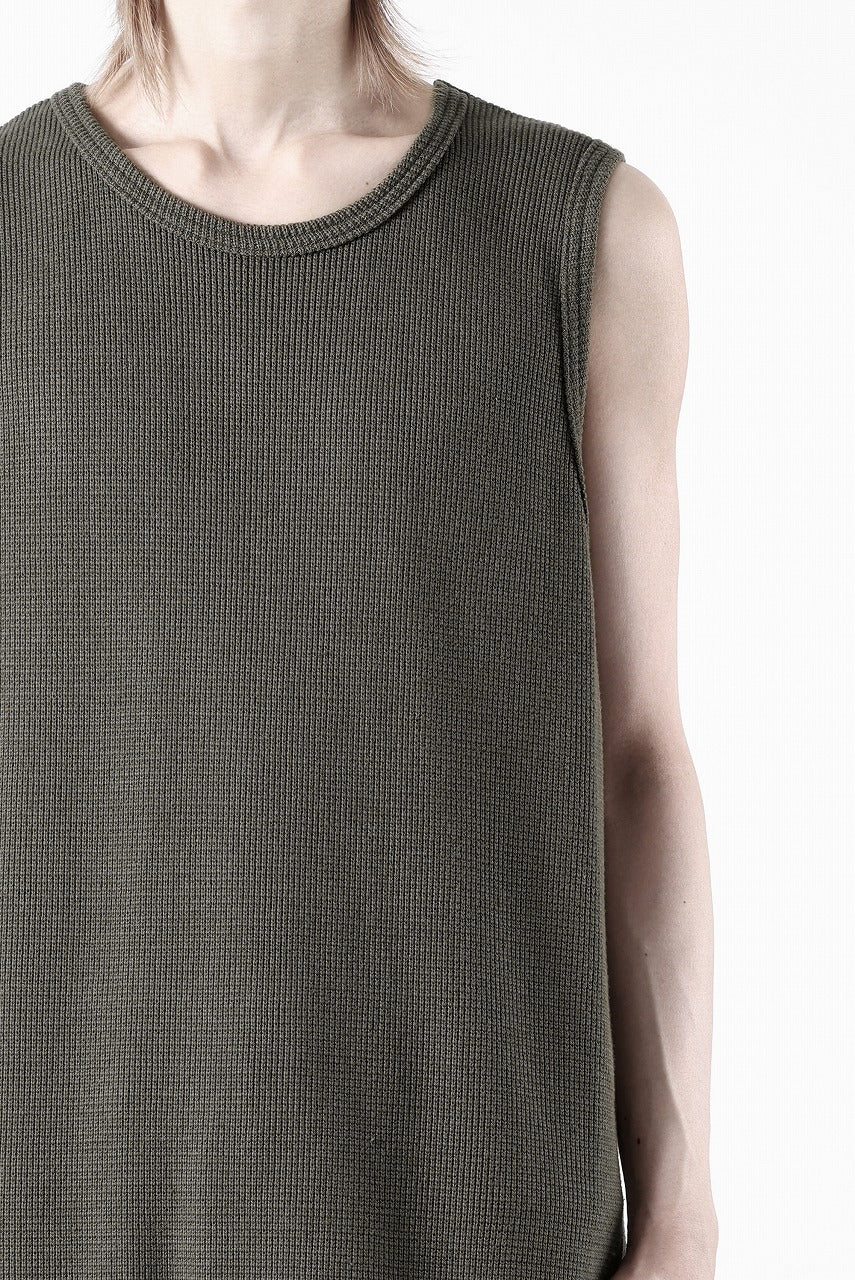 A.F ARTEFACT LONG LENGTH SLEEVELESS TOP / RIB KNIT JERSEY (OLIVE)