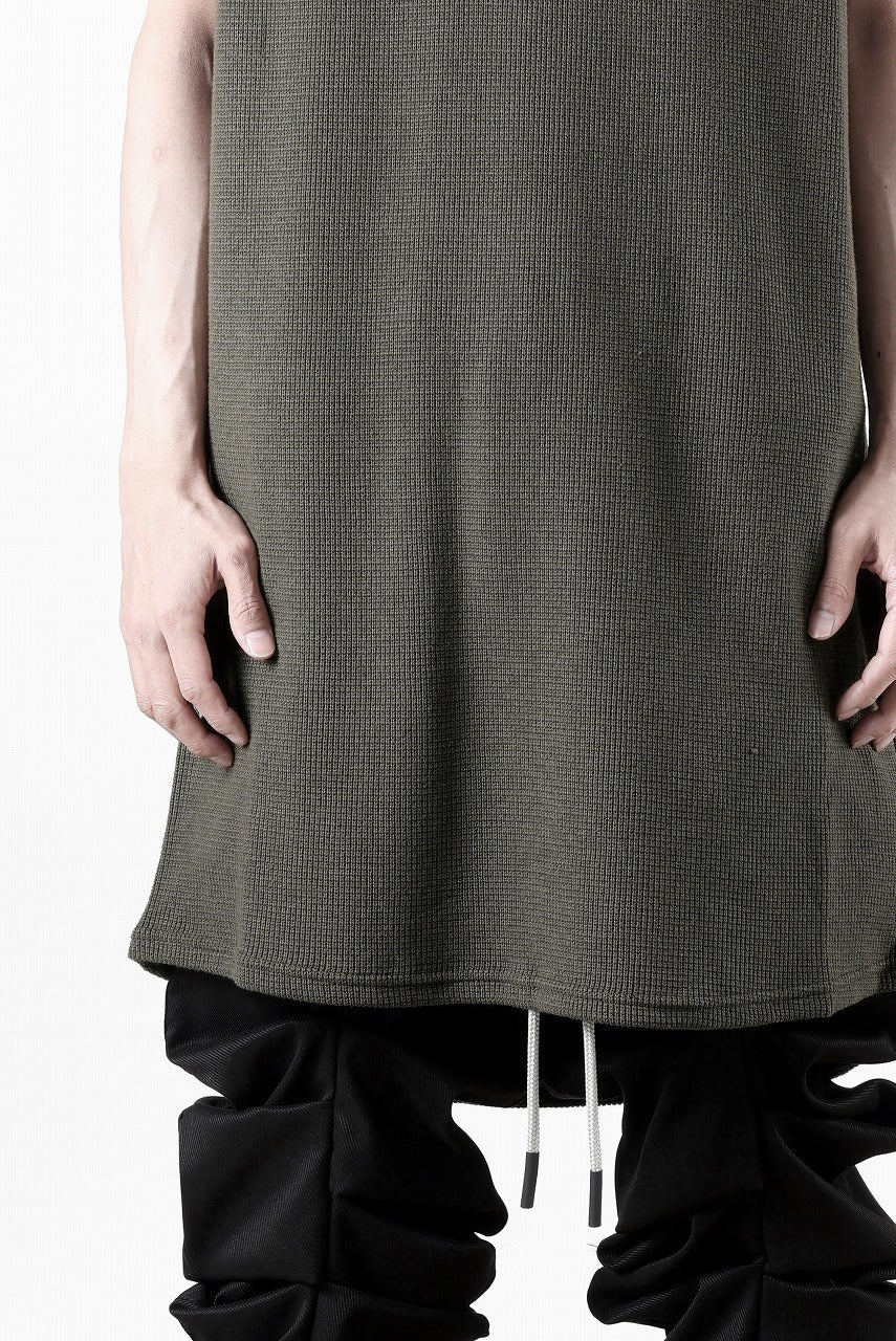 A.F ARTEFACT LONG LENGTH SLEEVELESS TOP / RIB KNIT JERSEY (OLIVE)