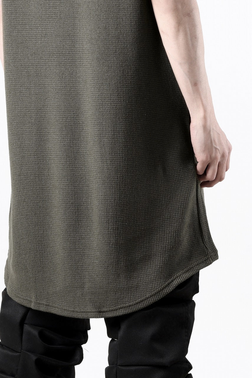 A.F ARTEFACT LONG LENGTH SLEEVELESS TOP / RIB KNIT JERSEY (OLIVE)