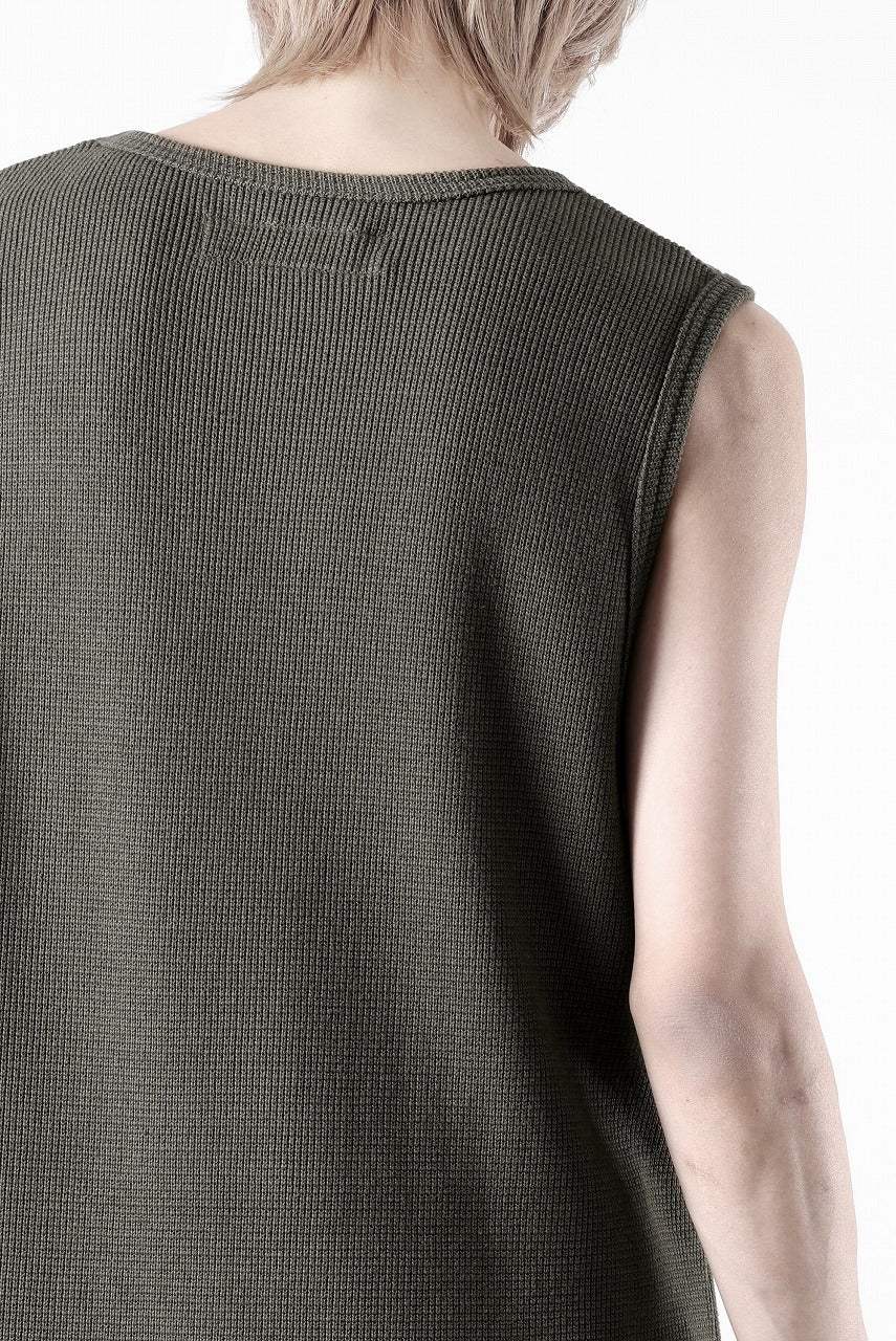 A.F ARTEFACT LONG LENGTH SLEEVELESS TOP / RIB KNIT JERSEY (OLIVE)