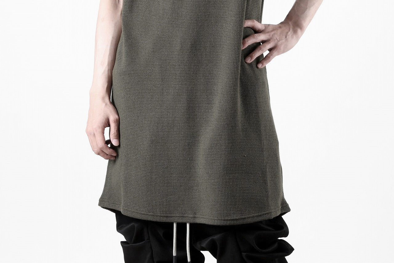 A.F ARTEFACT LONG LENGTH SLEEVELESS TOP / RIB KNIT JERSEY (OLIVE)