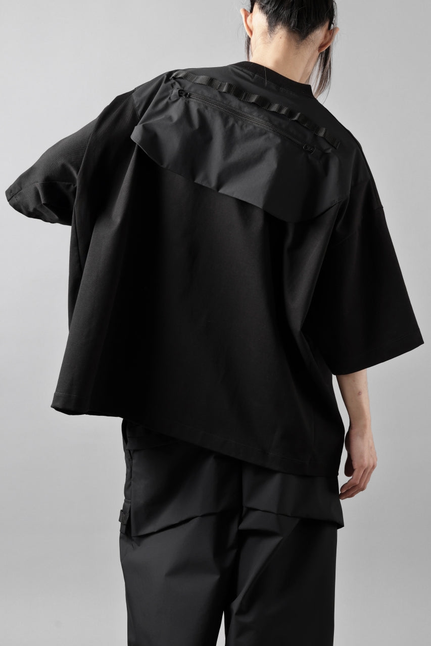 Load image into Gallery viewer, D-VEC x ALMOSTBLACK OVERSIZED ZIP POCKET SHORT T-SHIRT / HIGH TWIST COTTON S.R.G. (BLACK)