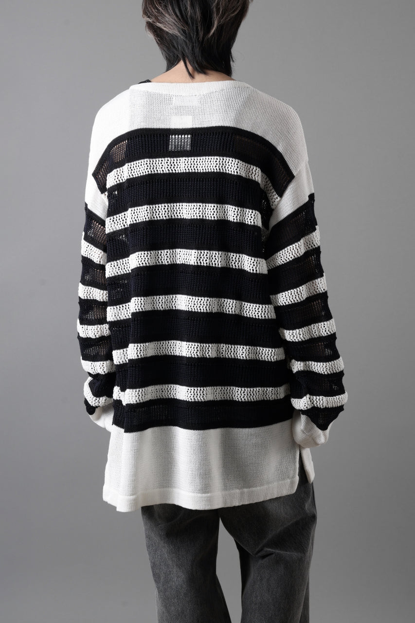 D-VEC MULTI BORDER LONG KNIT (NAVY)