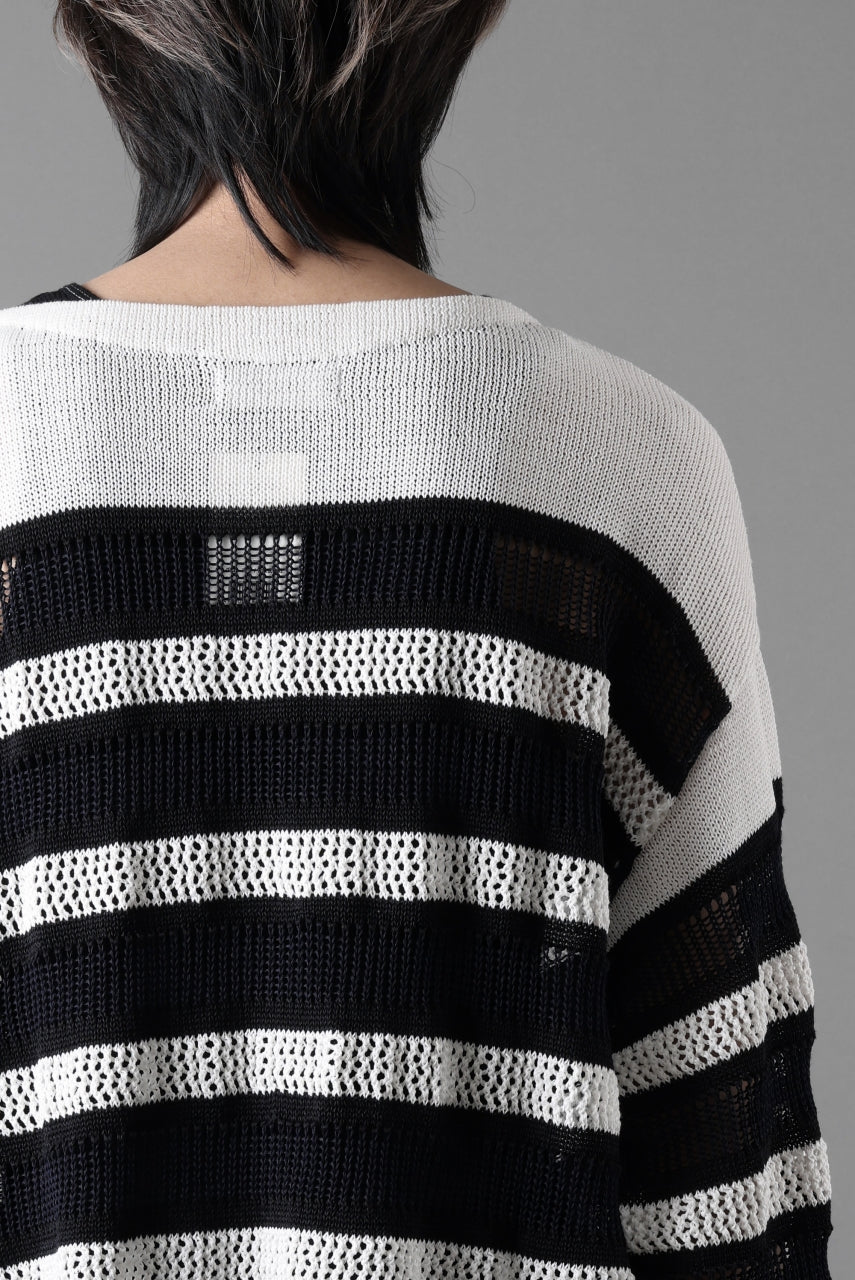 画像をギャラリービューアに読み込む, D-VEC MULTI BORDER LONG KNIT (NAVY)