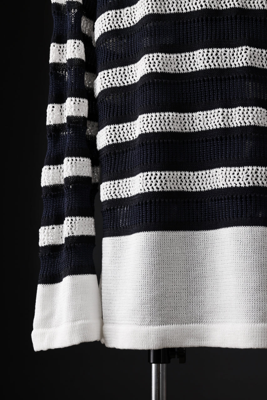 Load image into Gallery viewer, D-VEC MULTI BORDER LONG KNIT (NAVY)