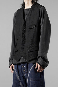 画像をギャラリービューアに読み込む, KLASICA "JEUNET" SQUARE SHAPED LOOSE VEST / OBSCURE STRIPED 3/3 MINI HBT (MID NIGHT)