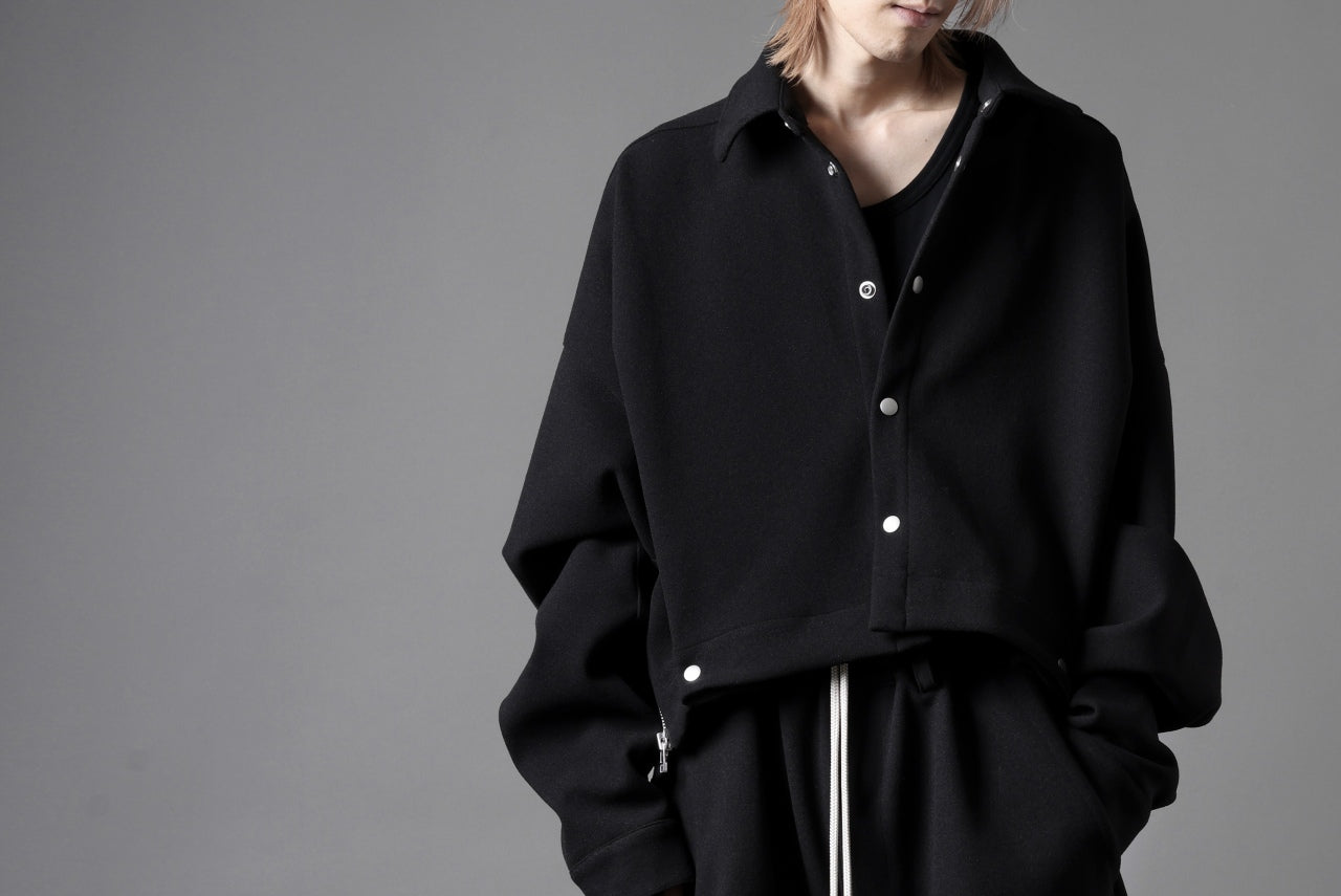 A.F ARTEFACT CROPPED SHIRT JACKET / KNIT JERSEY (BLACK)