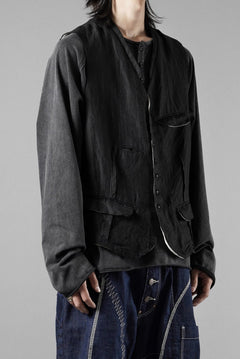 画像をギャラリービューアに読み込む, KLASICA "JEUNET" SQUARE SHAPED LOOSE VEST / OBSCURE STRIPED 3/3 MINI HBT (MID NIGHT)