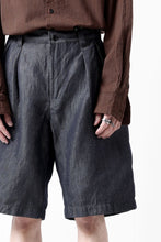 画像をギャラリービューアに読み込む, CAPERTICA 2-TUCK WIDE SHORTS / WASHABLE WOOL x LINEN GABARDINE (DARK NAVY)