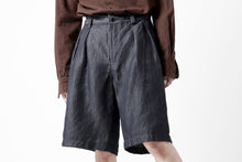 画像をギャラリービューアに読み込む, CAPERTICA 2-TUCK WIDE SHORTS / WASHABLE WOOL x LINEN GABARDINE (DARK NAVY)