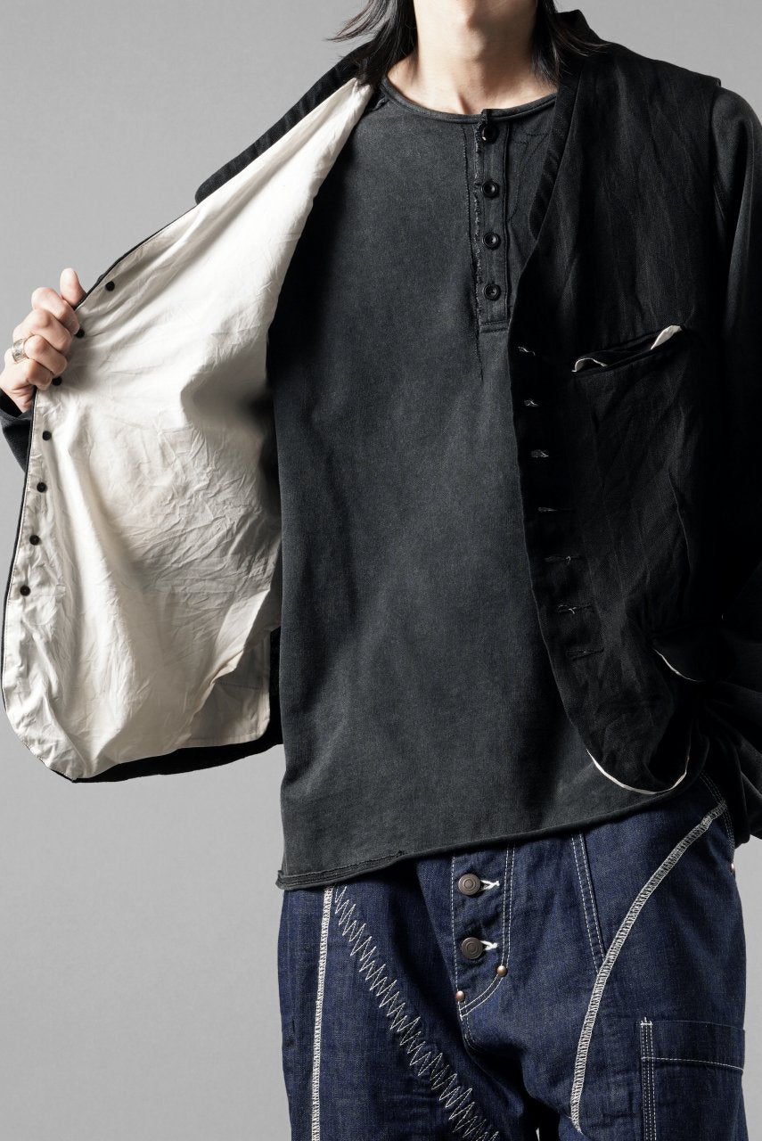 画像をギャラリービューアに読み込む, KLASICA "JEUNET" SQUARE SHAPED LOOSE VEST / OBSCURE STRIPED 3/3 MINI HBT (MID NIGHT)
