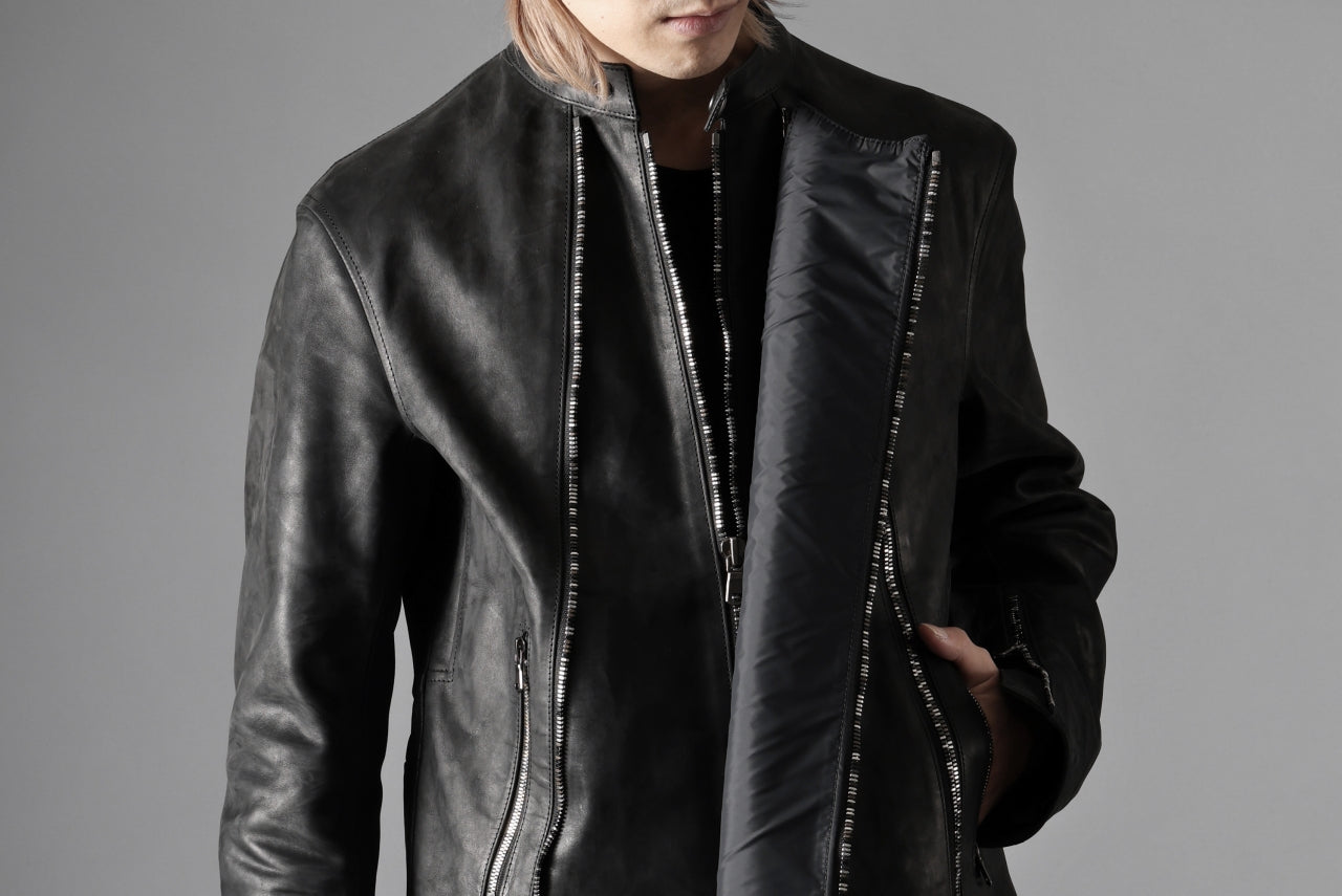 ierib Detachable Front Panel Jacket / Shiny Nubuck Horse (BLACK)