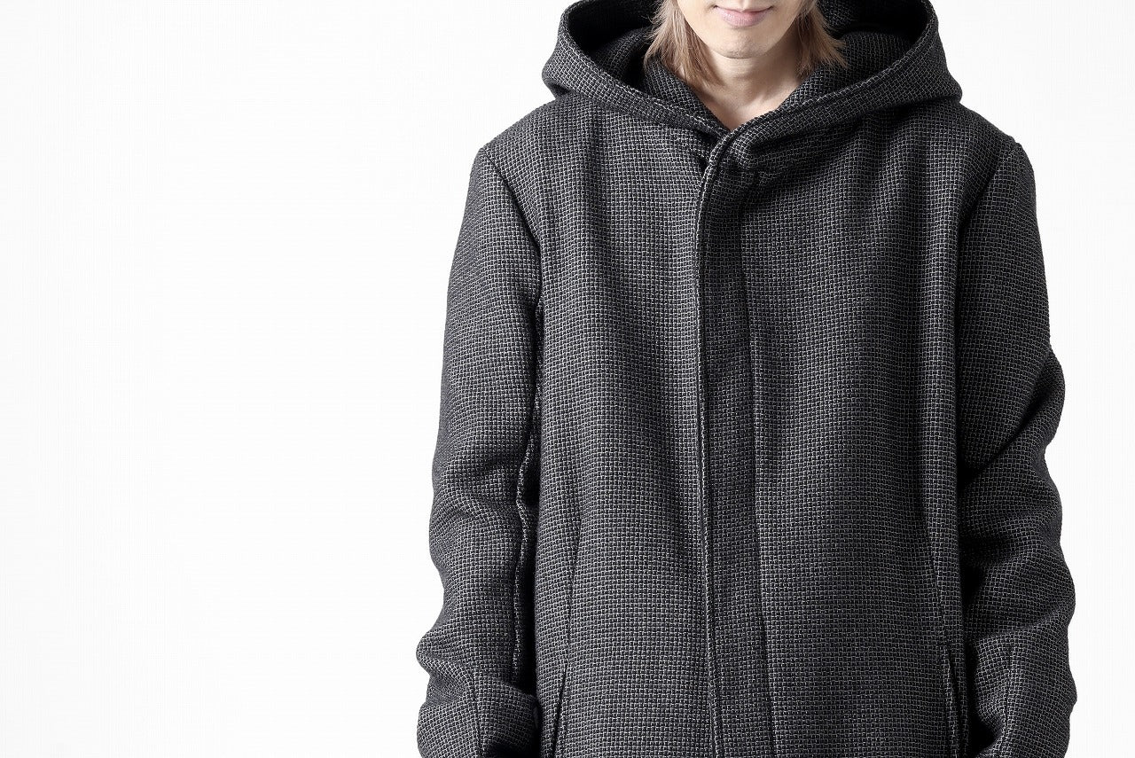 incarnation HOODED W BREAST BUTTON COAT / MICROSCOPIC CHECK WOOL (T91)