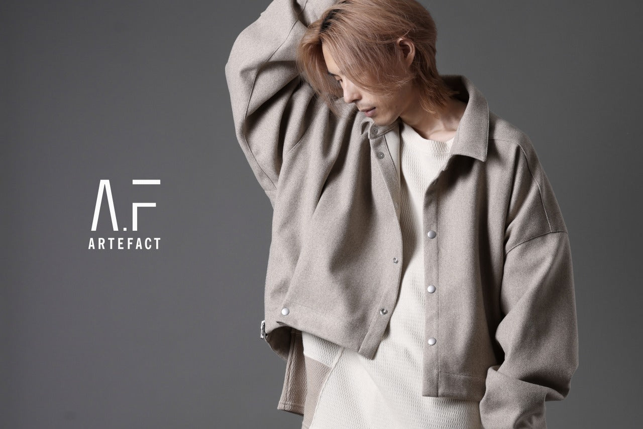 A.F ARTEFACT CROPPED SHIRT JACKET / KNIT JERSEY (BEIGE)