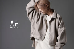 Load image into Gallery viewer, A.F ARTEFACT CROPPED SHIRT JACKET / PEs KNIT JERSEY (BEIGE)