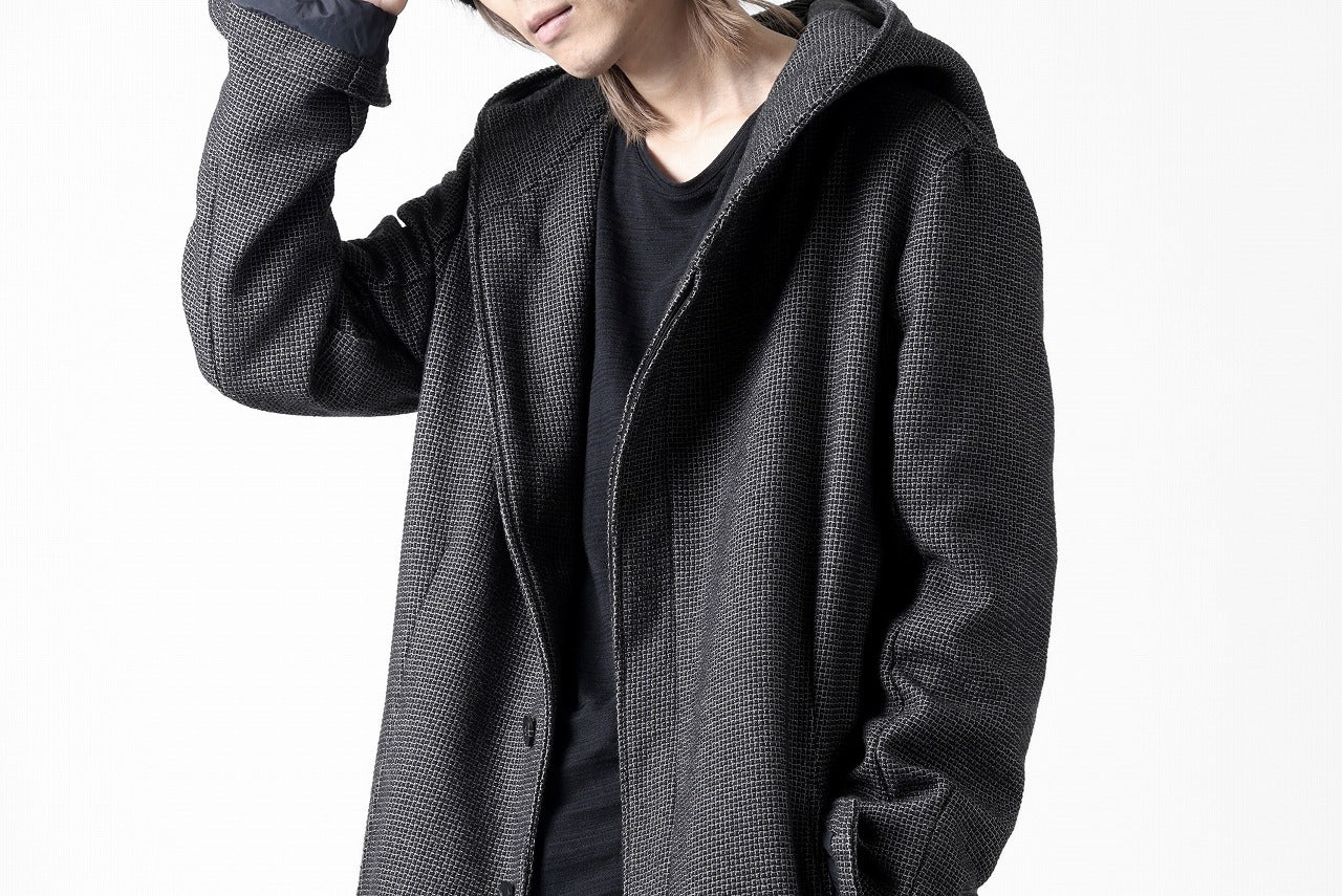 incarnation HOODED W BREAST BUTTON COAT / MICROSCOPIC CHECK WOOL (T91)