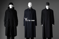 Load image into Gallery viewer, Y&#39;s for men  SOUTIEN COLLAR COAT / SMOOTH FLANNEL (BLACK)